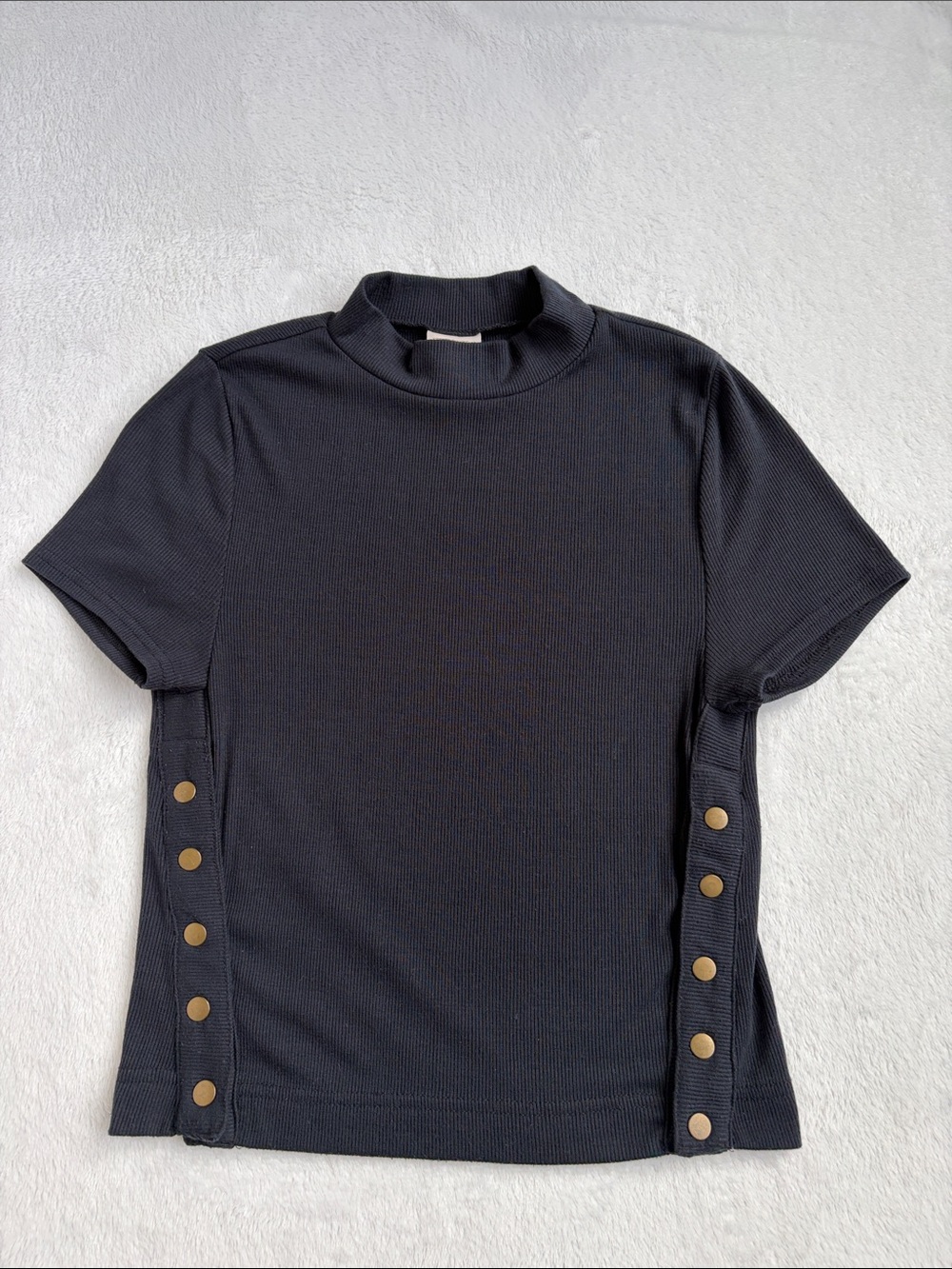 Free People We The Free Baby Snap Mock Neck Ribbed Tee Top